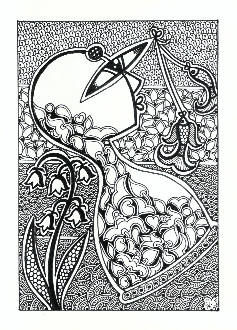 The Keeper of Time | Abstract Floral & Hourglass Wall Art