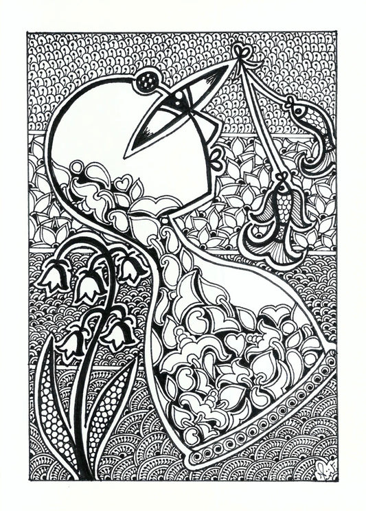 The Keeper of Time | Abstract Floral & Hourglass Wall Art